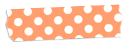水玉・ドット柄のテープアイコン12 オレンジ×白水玉